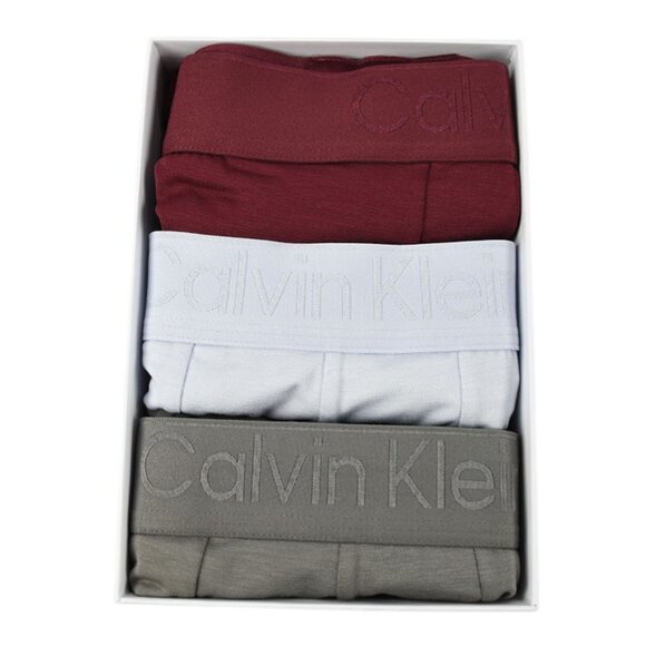 CALVIN KLEIN BLACK 3 Pack Lyocell Blend Low Rise Trunk Underwear Burgundy LARGE - Picture 2 of 2